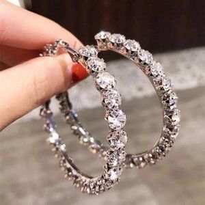 Luxury Hoop Micro Paved Shiny Diamond Earrings,beautiful Earrings, cute Earrings